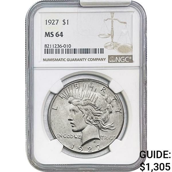 1927 Silver Peace Dollar NGC MS64