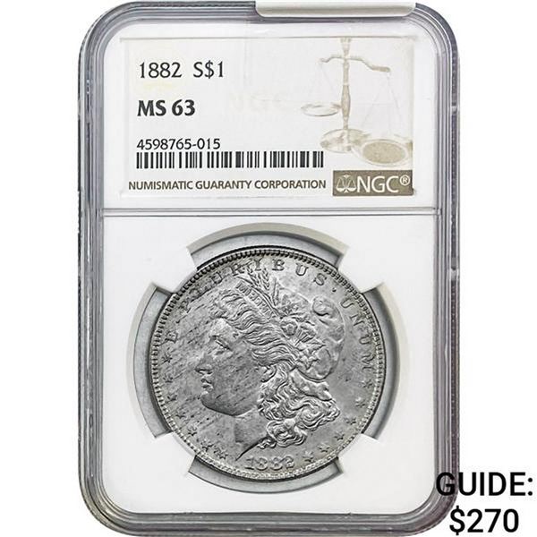 1882 Morgan Silver Dollar NGC MS63
