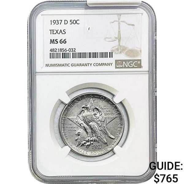 1937-D Texas Half Dollar NGC MS66