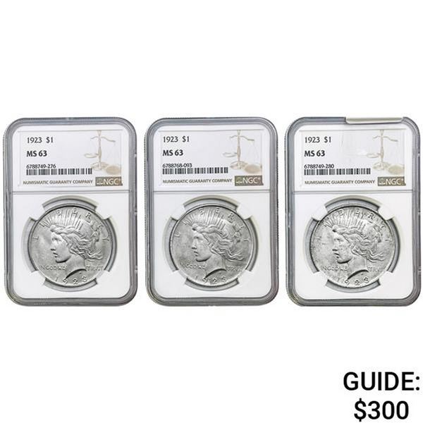 [3]1923 Silver Peace Dollar NGC MS63