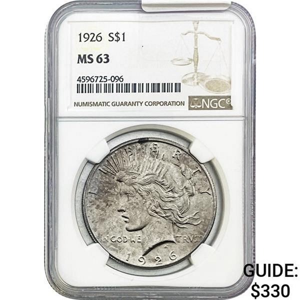 1926 Silver Peace Dollar NGC MS63
