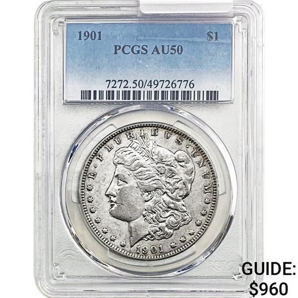 1901 Morgan Silver Dollar PCGS AU50