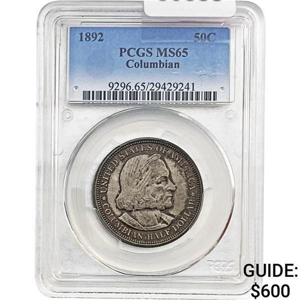 1892 Columbian Expo Half Dollar PCGS MS65