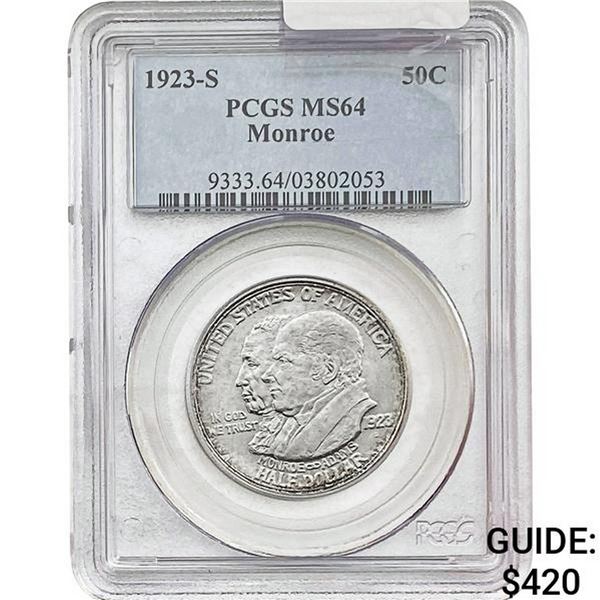 1923-S Monroe Half Dollar PCGS MS64