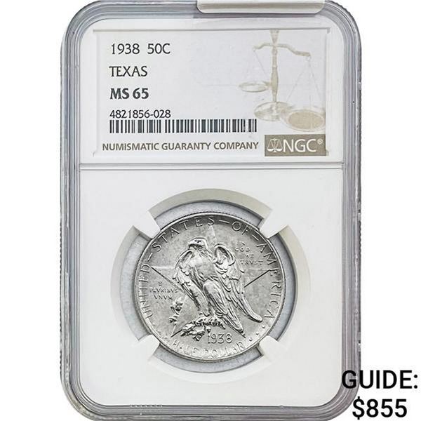 1938 Texas Half Dollar NGC MS65