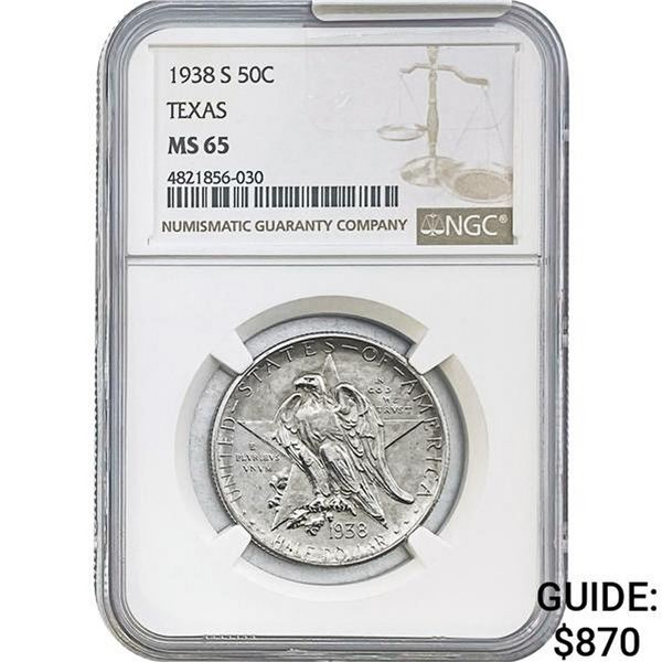 1938-S Texas Half Dollar NGC MS65