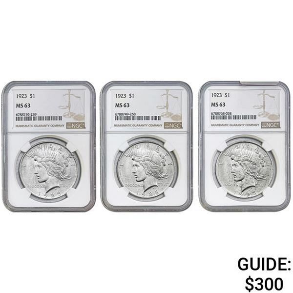 [3]1923 Silver Peace Dollar NGC MS63