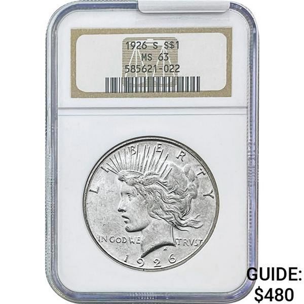 1926-S Silver Peace Dollar NGC MS63