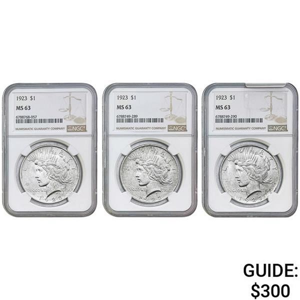 [3]1923 Silver Peace Dollar NGC MS63