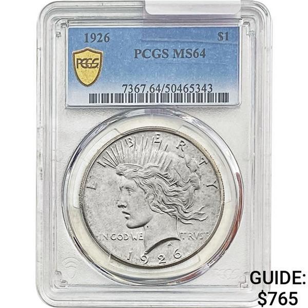 1926 Silver Peace Dollar PCGS MS64