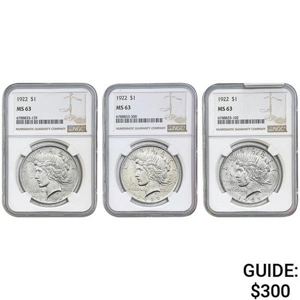 [3]1922 Silver Peace Dollar NGC MS63