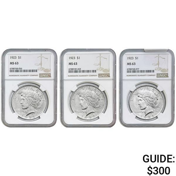[3]1923 Silver Peace Dollar NGC MS63