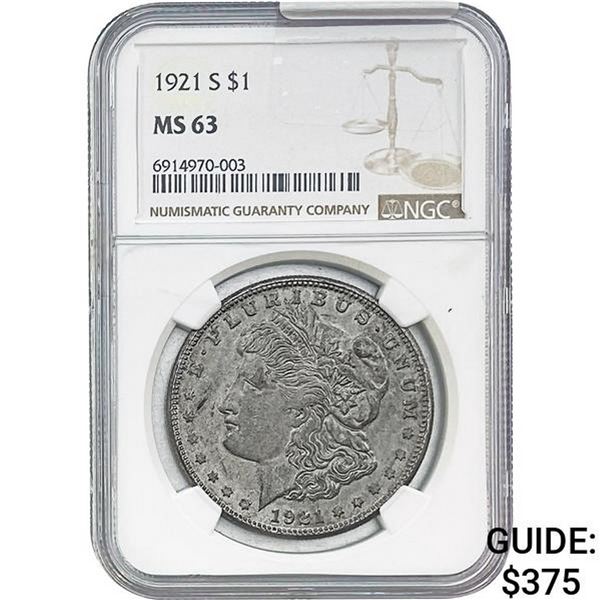 1921-S Morgan Silver Dollar NGC MS63