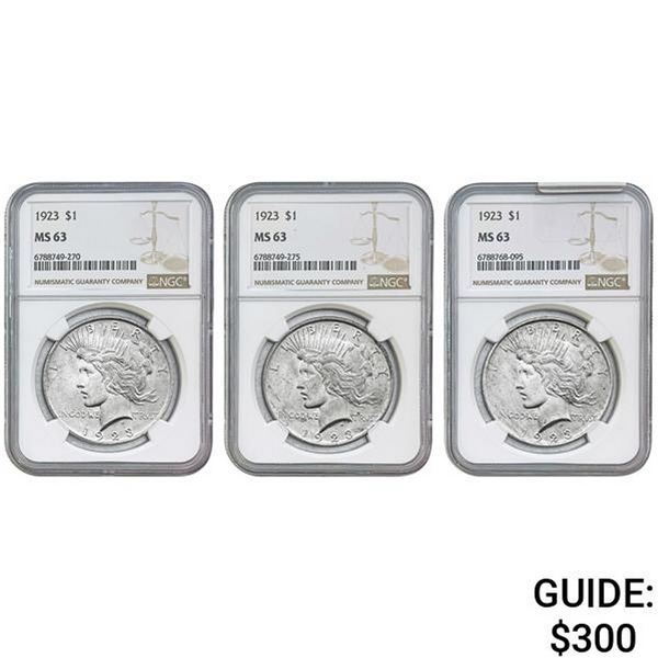[3]1923 Silver Peace Dollar NGC MS63