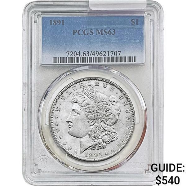 1891 Morgan Silver Dollar PCGS MS63