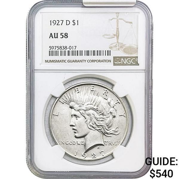 1927-D Silver Peace Dollar NGC AU58