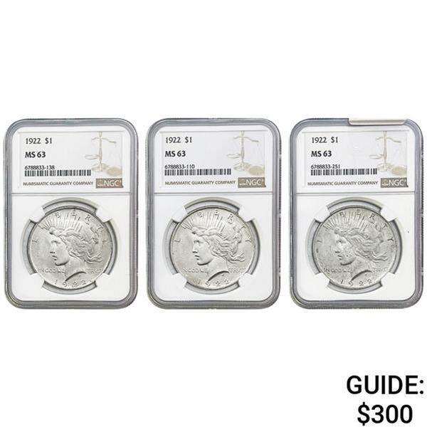 [3]1922 Silver Peace Dollar NGC MS63