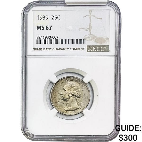 1939 Washington Silver Quarter NGC MS67