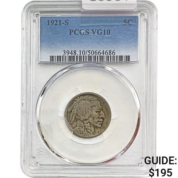 1921-S Buffalo Nickel PCGS VG10