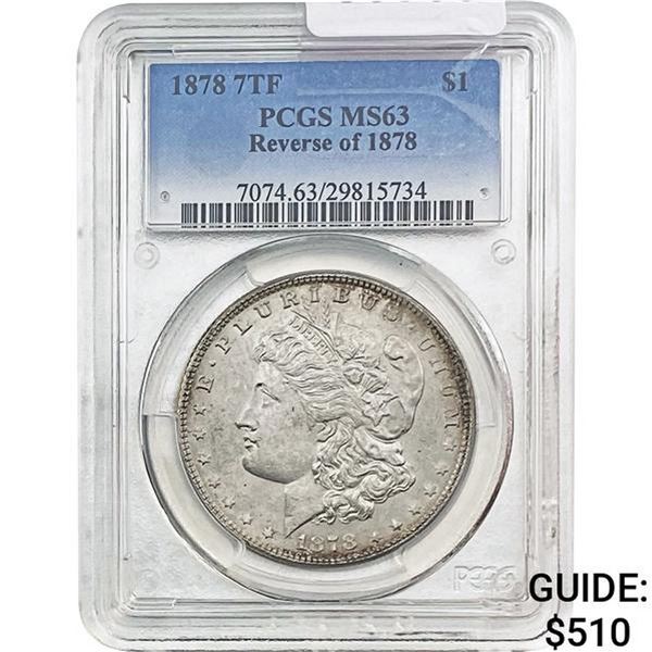 1878 REV78 Morgan Silver Dollar PCGS MS63