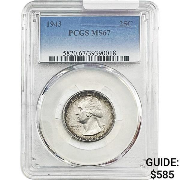 1943 Washington Silver Quarter PCGS MS67