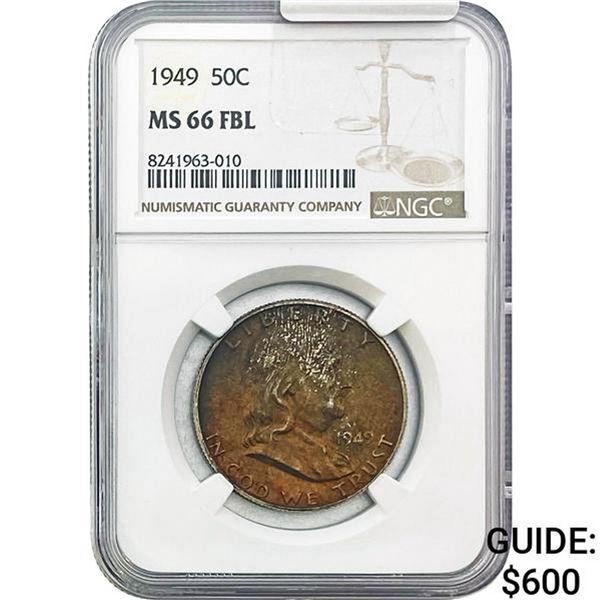 1949 Franklin Half Dollar NGC MS66 FBL