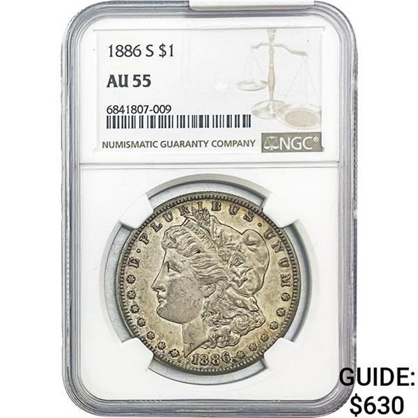 1886-S Morgan Silver Dollar NGC AU55