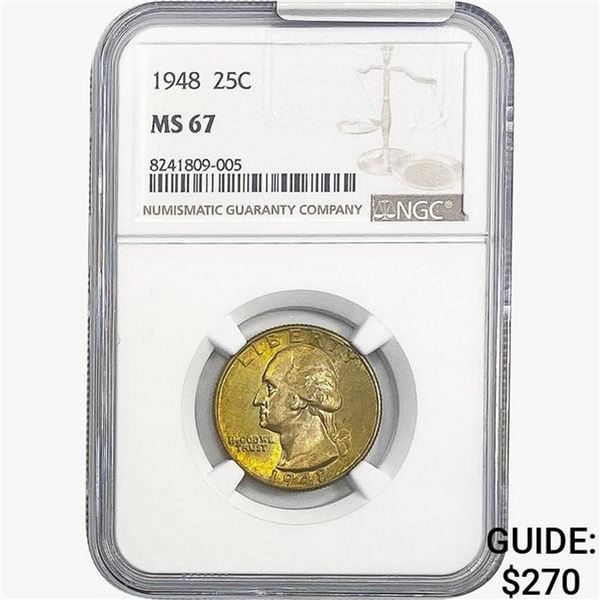 1948 Washington Silver Quarter NGC MS67