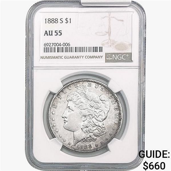 1888-S Morgan Silver Dollar NGC AU55