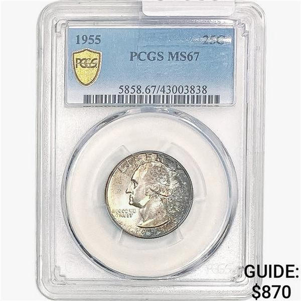 1955 Washington Silver Quarter PCGS MS67