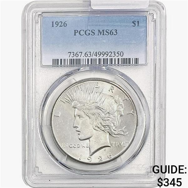 1926 Silver Peace Dollar PCGS MS63