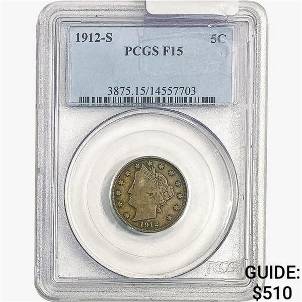 1912-S Liberty Victory Nickel PCGS F15