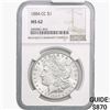 Image 1 : 1884-CC Morgan Silver Dollar NGC MS62