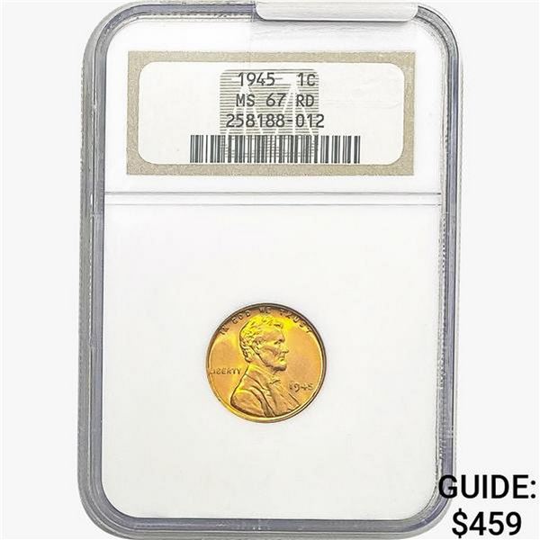1945 Wheat Cent NGC MS67 RD