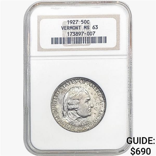 1927 Vermont Half Dollar NGC MS63