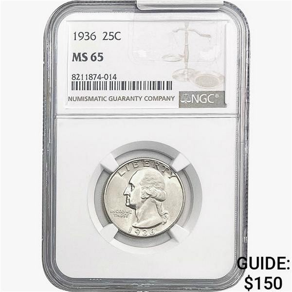 1936 Washington Silver Quarter NGC MS65