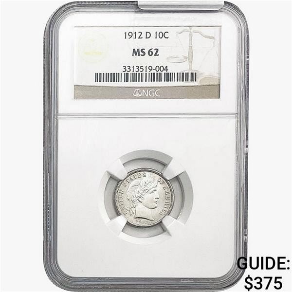 1912-D Barber Dime NGC MS62
