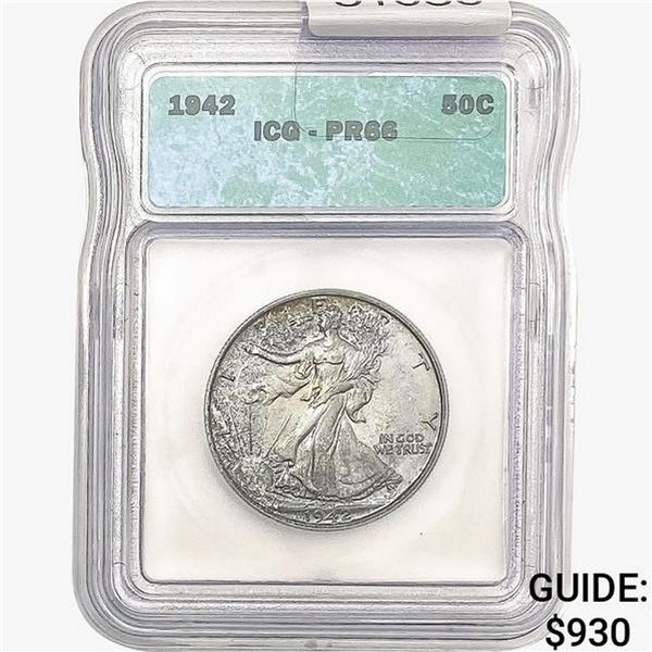 1942 Walking Liberty Half Dollar ICG PR66