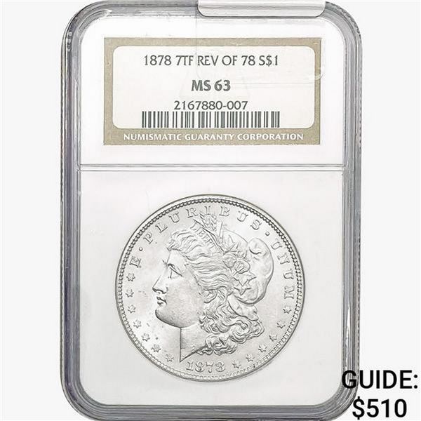 1878 REV78 Morgan Silver Dollar NGC MS63