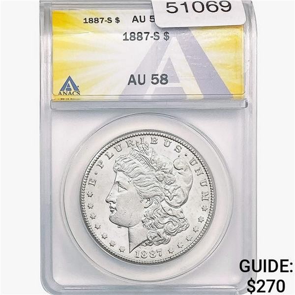 1887-S Morgan Silver Dollar ANACS AU58