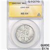 Image 1 : 1943 Walking Liberty Half Dollar ANACS MS64