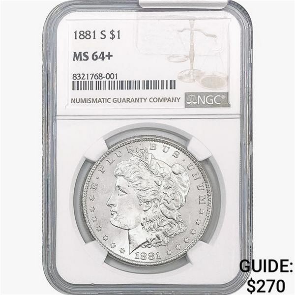 1881-S Morgan Silver Dollar NGC MS64+