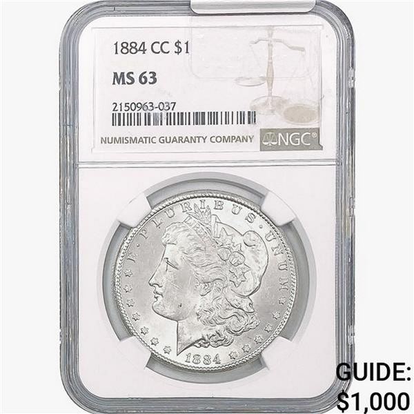 1884-CC Morgan Silver Dollar NGC MS63