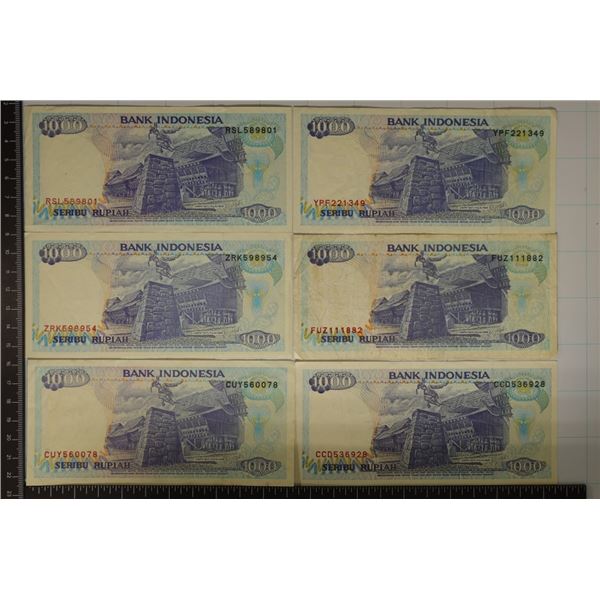 6-1992 BANK OF INDONESIA 1,000 RUPIAH BILLS