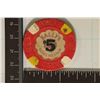 Image 1 : $5 BALLY'S CASINO CHIP RENO, NEVADA