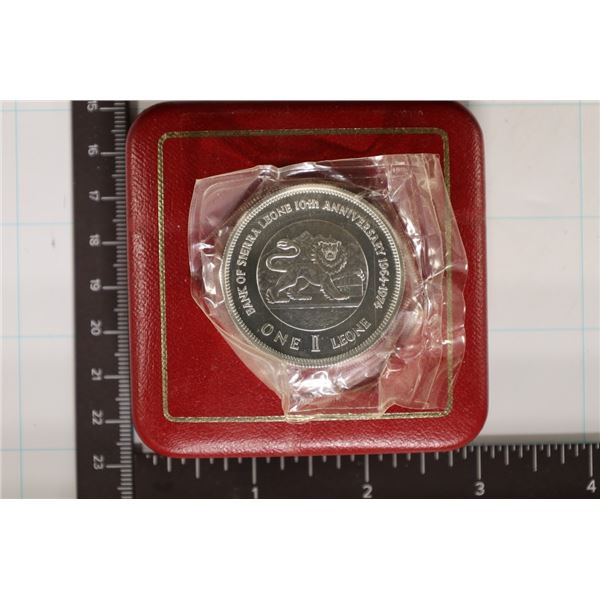 1974 SIERRA LEONE .841 OZ. ASW ONE LEONE COIN PF