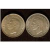 Image 2 : 1944 & 1945 GREAT BRITAIN SILVER 1 SHILLING COINS