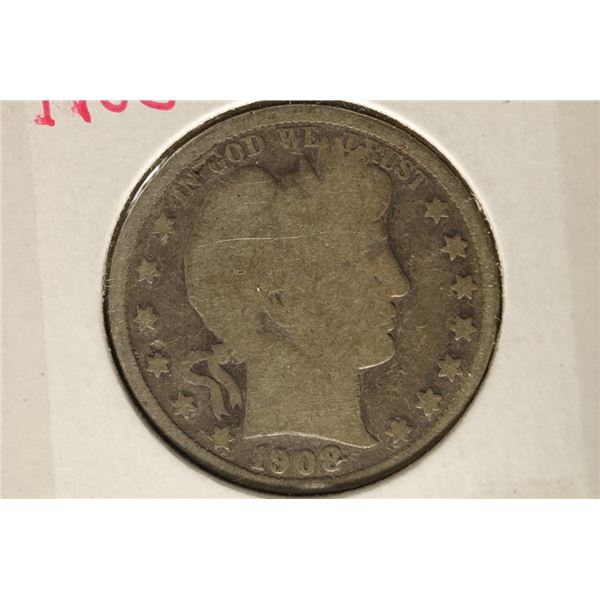1908-D SILVER BARBER HALF DOLLAR