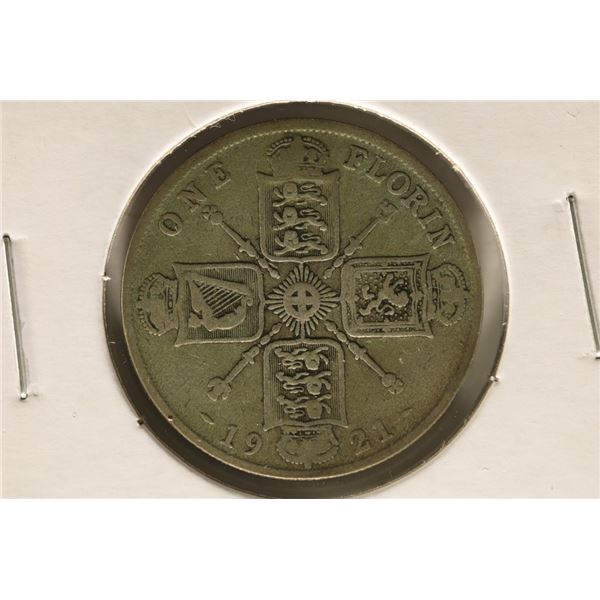 1921 GREAT BRITAIN SILVER 1 FLORIN .1818 OZ. ASW