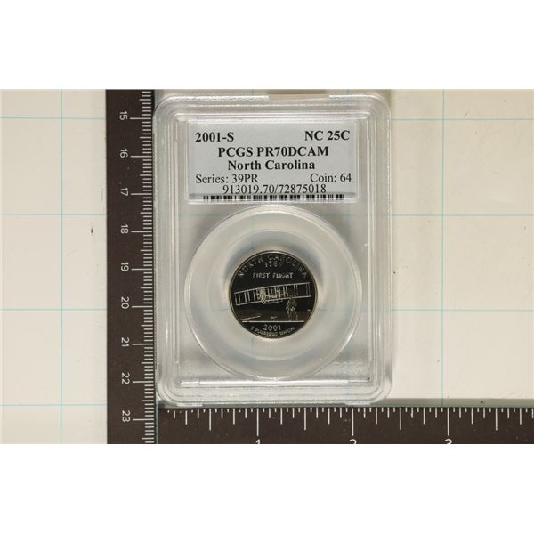 2001-S NORTH CAROLINA QUARTER PCGS PR70 DCAM